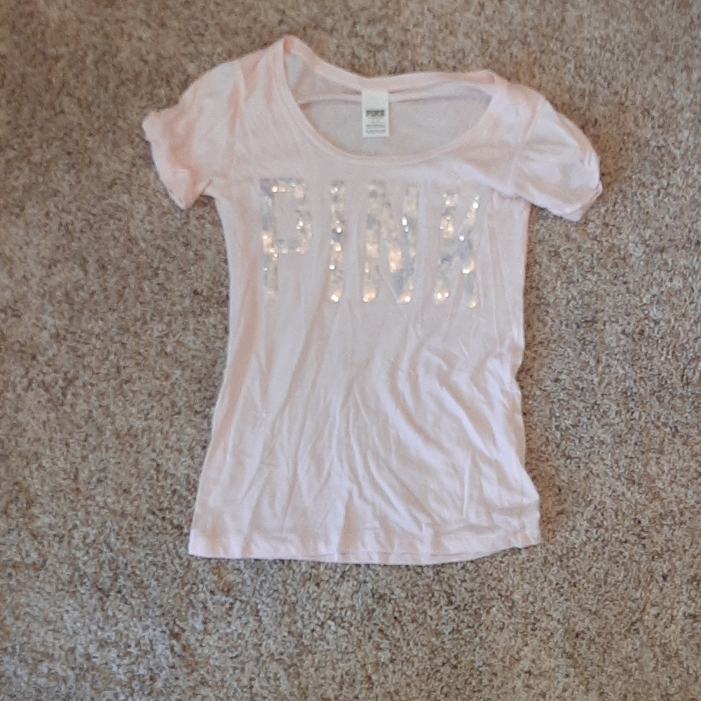 Pink sequined pink t shirt